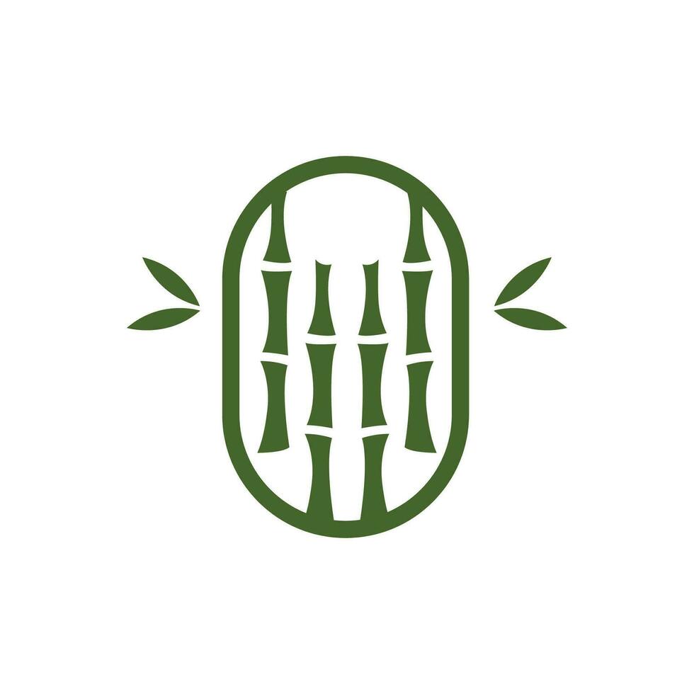 tropisk bambu skog logotyp, träd trunk och blad design, vektor illustration symbol