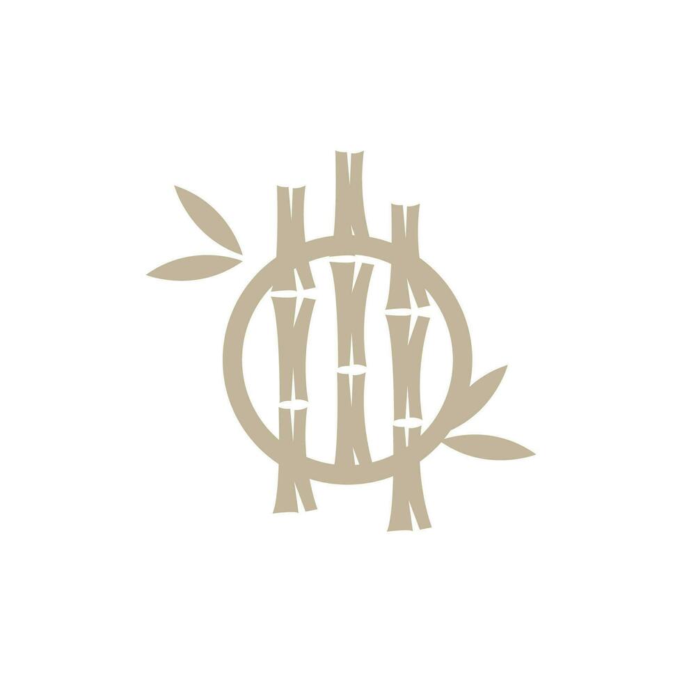 tropisk bambu skog logotyp, träd trunk och blad design, vektor illustration symbol