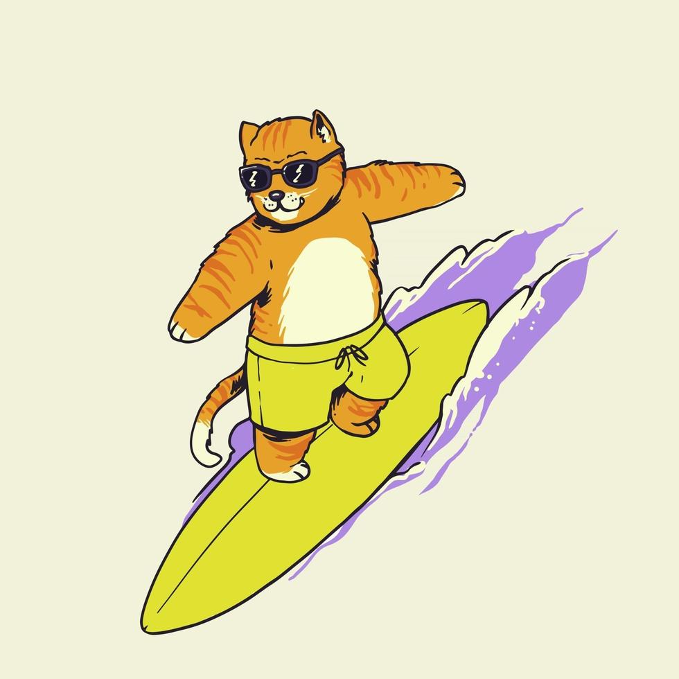 cool surfing katt illustration vektor