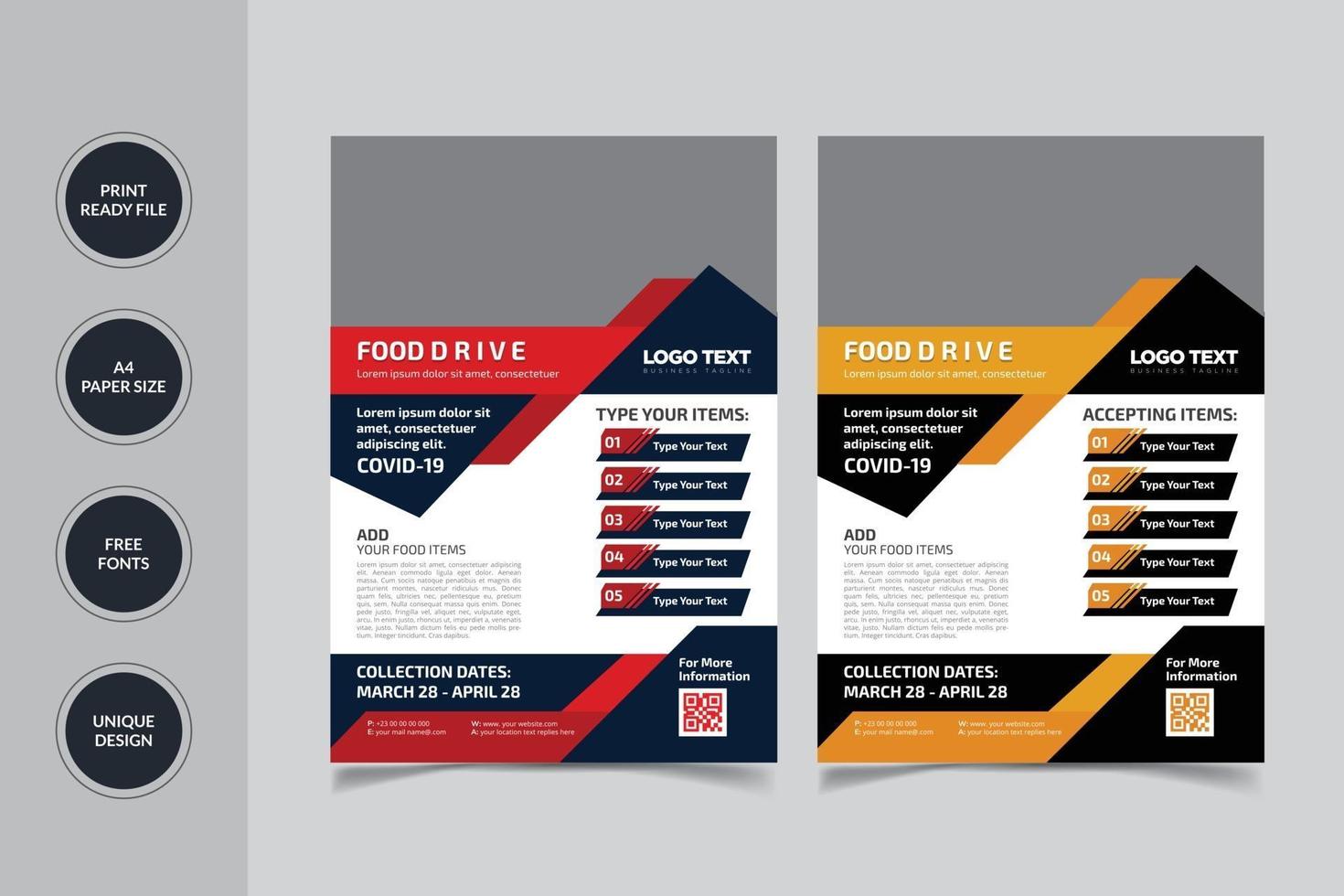 Flyer Vorlage für Food Drive vektor