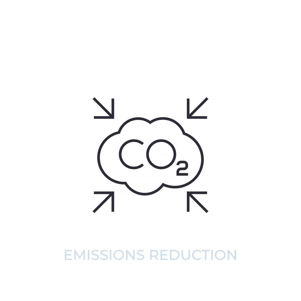 co2, koldioxidutsläpp minskar vektor linje ikon på vitt