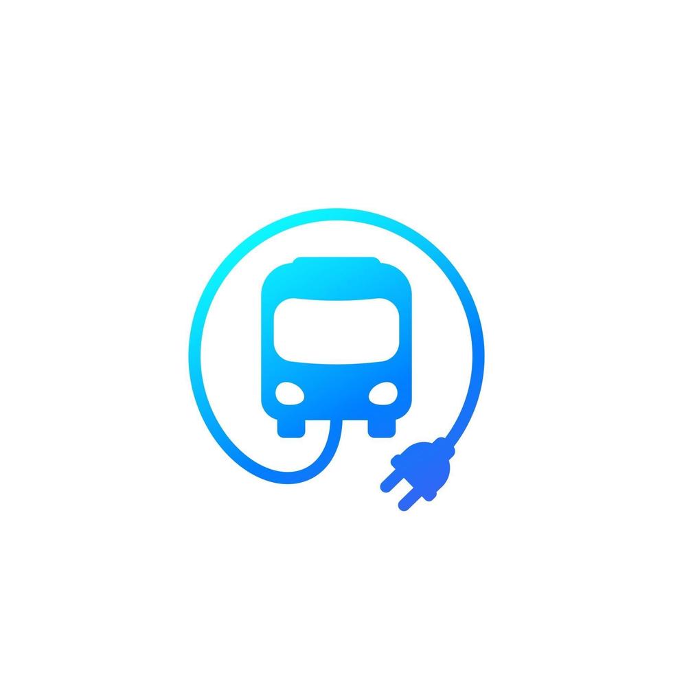 elektrisk buss med plug-ikonen, vektor
