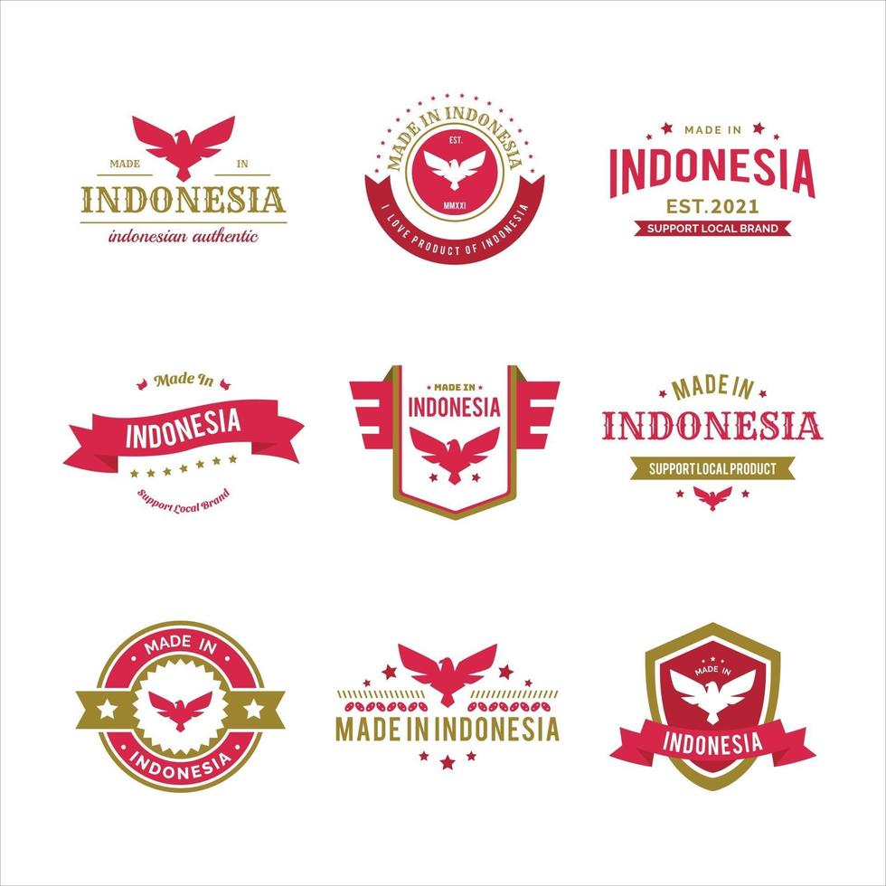 Garuda made in Indonesien Abzeichen Logo Set vektor