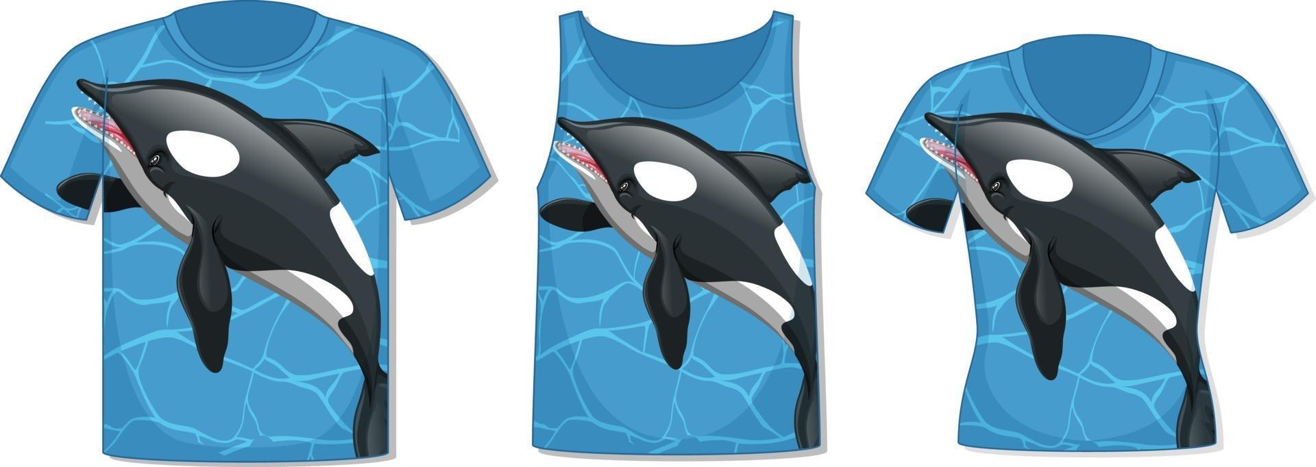 Vorderseite des T-Shirts mit Orca-Wal-Vorlage vektor