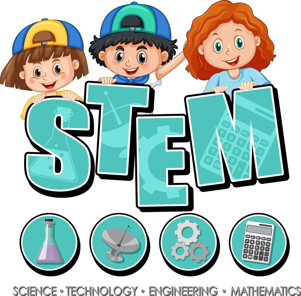 Stielbildung Logo Banner mit Kinderzeichentrickfigur vektor