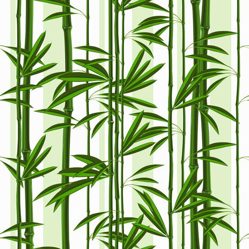 Seamless mönster med tropiska växter bambu och löv. vektor