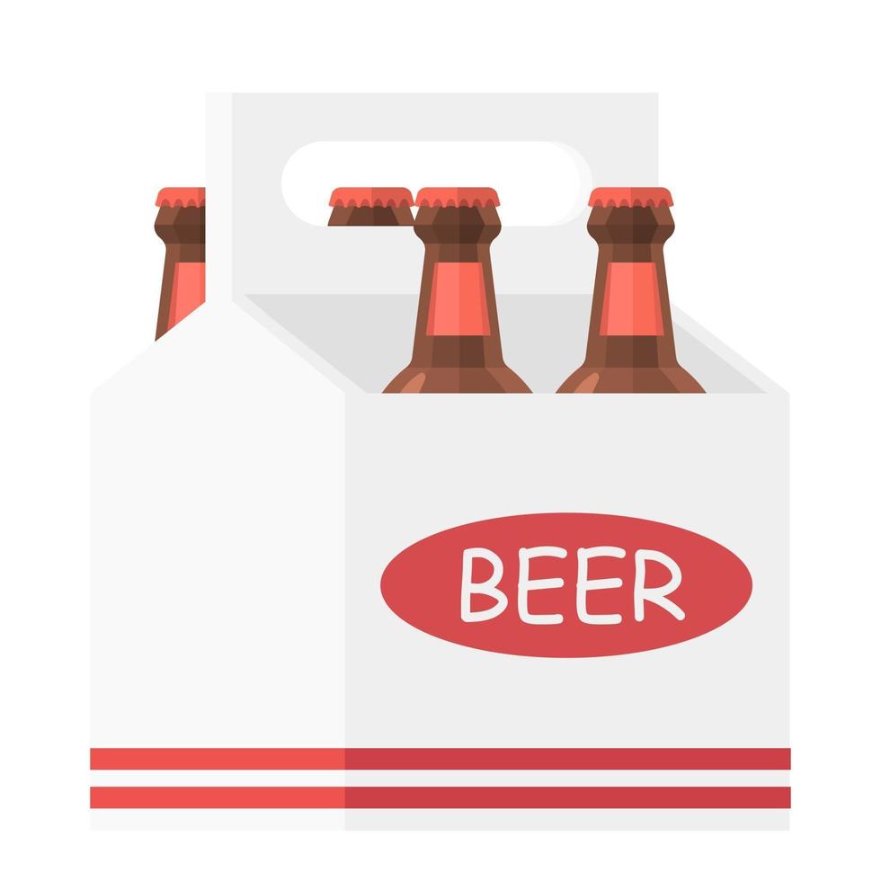 Cartoon-Vektor-Illustration isoliertes Objekt Bier tragen Box und Bierflasche vektor