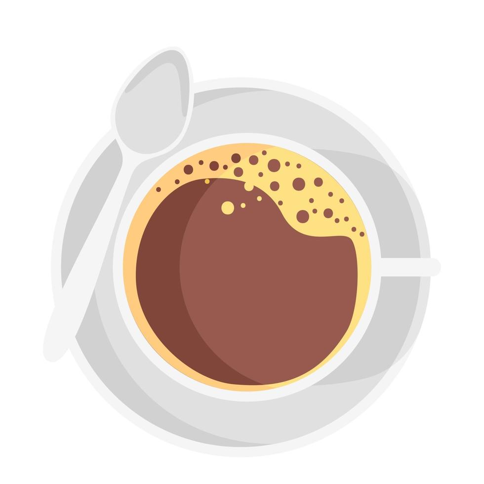 tecknad vektorillustration isolerat objekt dricka kaffe och kopp tefat sked vektor