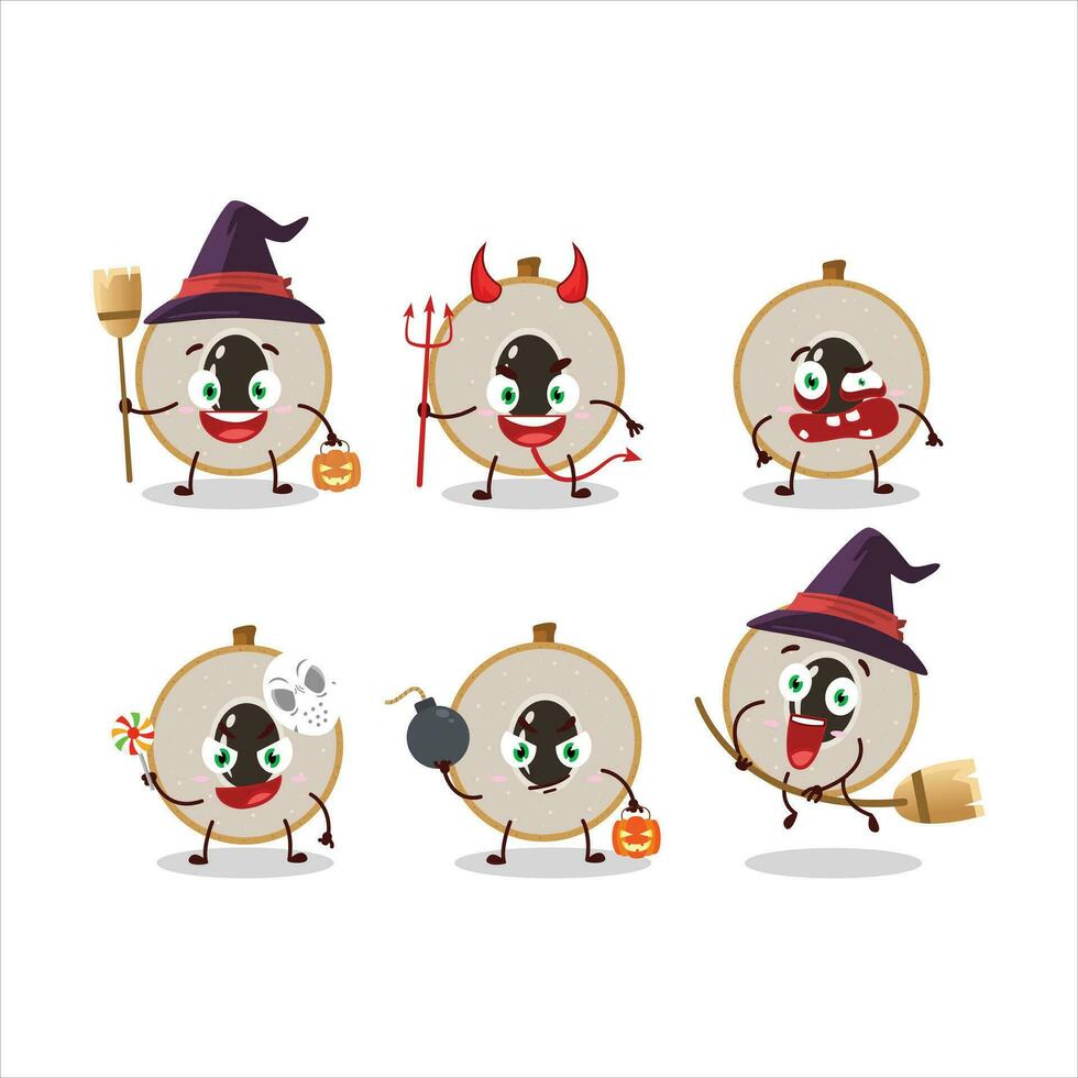 Halloween Ausdruck Emoticons mit Karikatur Charakter von Scheibe von Longan vektor