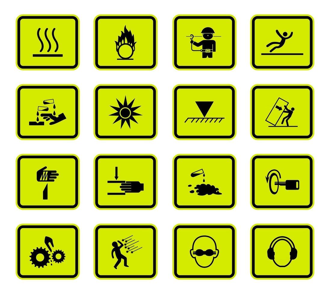 Warnsignalsymbole kennzeichnen Zeichen lokalisiert auf weißem Hintergrund, Vektorillustration vektor