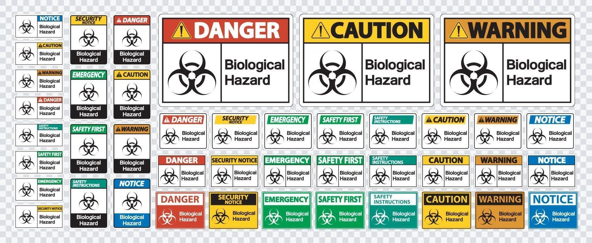 Stellen Sie das Symbol für biologische Gefahren auf transparentem Hintergrund ein vektor