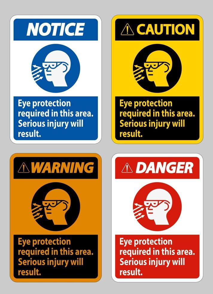 In diesem Bereich ist ein Augenschutz erforderlich, da dies zu schweren Verletzungen führen kann vektor