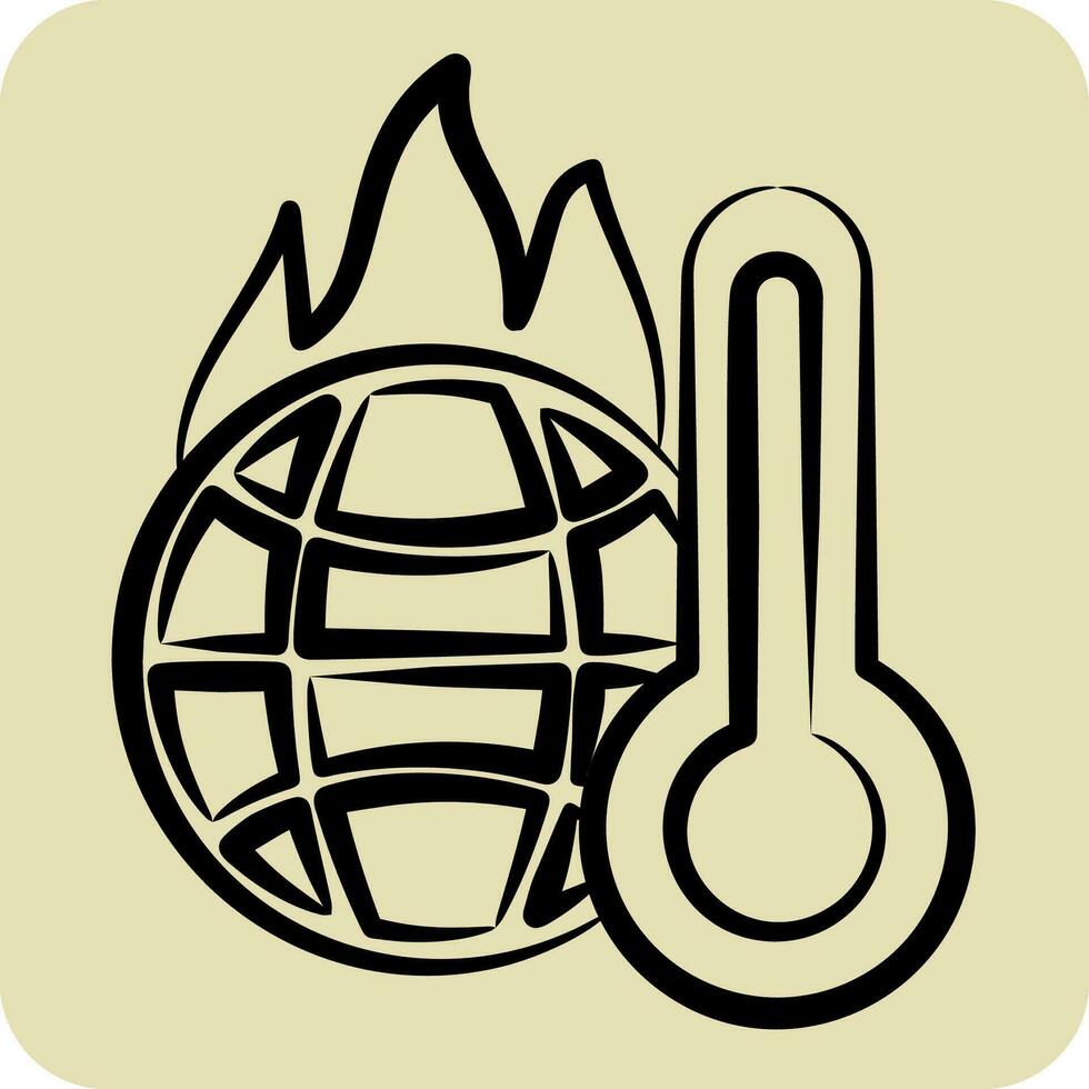 Symbol zunehmend Temperatur. verbunden zu Klima Veränderung Symbol. Hand gezeichnet Stil. einfach Design editierbar. einfach Illustration vektor