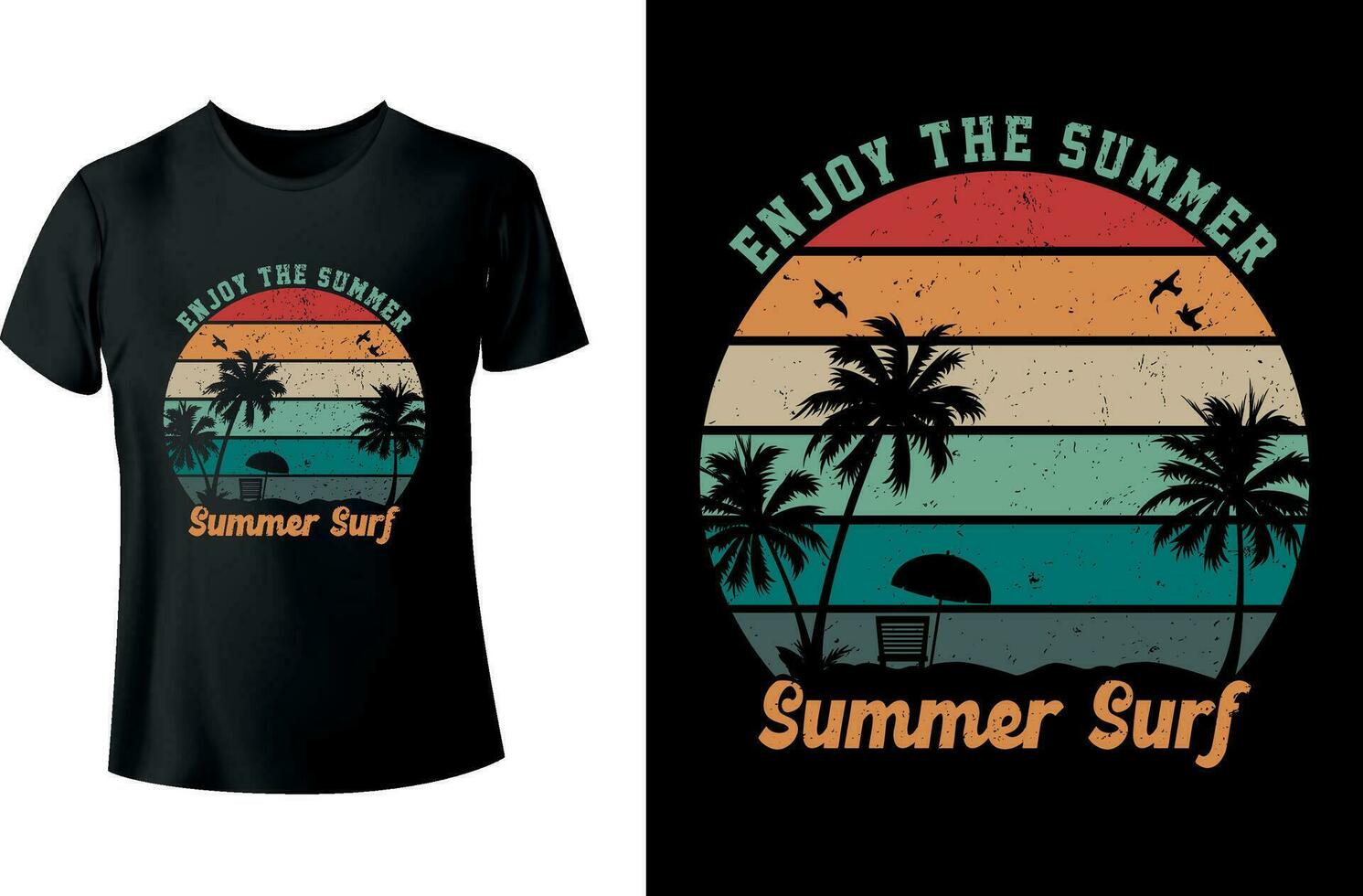 genießen das Sommer- Sommer- Surfen Sommer- T-Shirt Design vektor