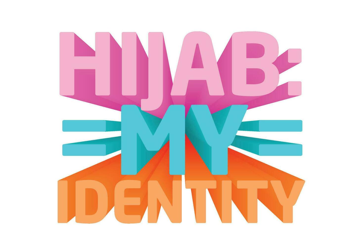 3d Text Design Über International Hijab Tag Zitate vektor