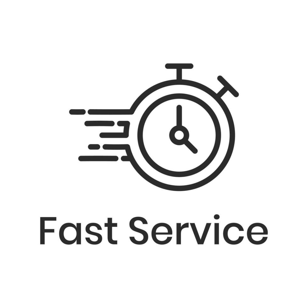 snabb klocka vektor ikon, snabb service ikon, snabbt och snabb ansikte klocka, snabb leverans tecken vektor med timer, tid förvaltning systemet, i god tid service, deadline begrepp företag aning element