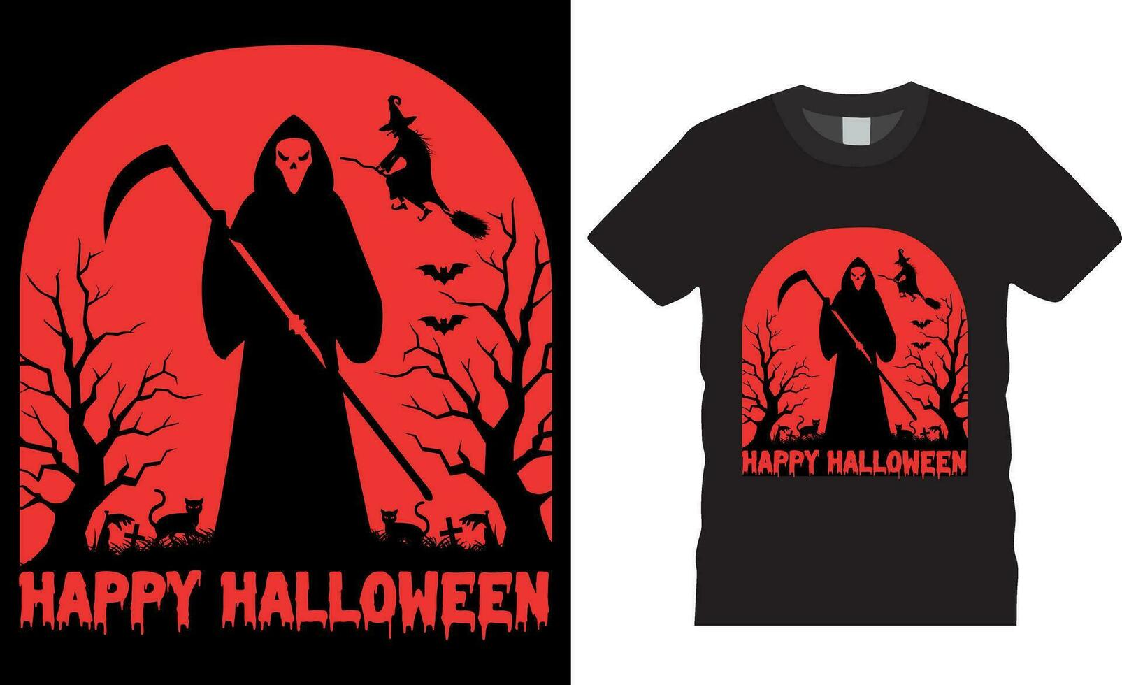 premie vektor, Lycklig halloween t-shirt design vektor mall. Lycklig halloween