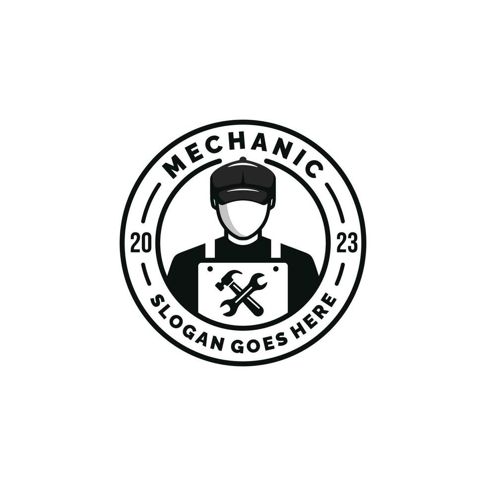 Mechaniker Logo Design Vektor Illustration