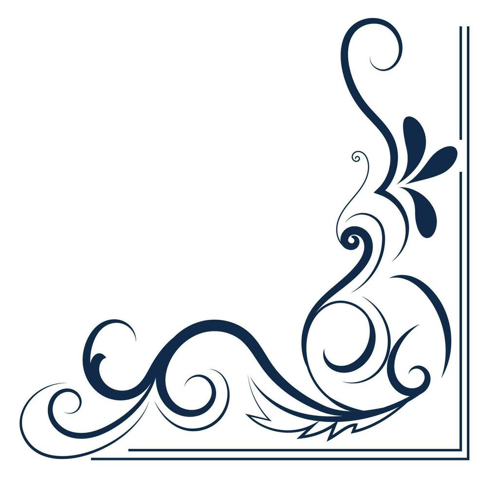 dünn Linie Jahrgang Ecke. mittelalterlich Zeitraum von das viktorianisch Dynastie. schick schwarz Monogramm Rahmen Design Element abstrakt Symbol Sammlung Blume einfach Symbol vektor