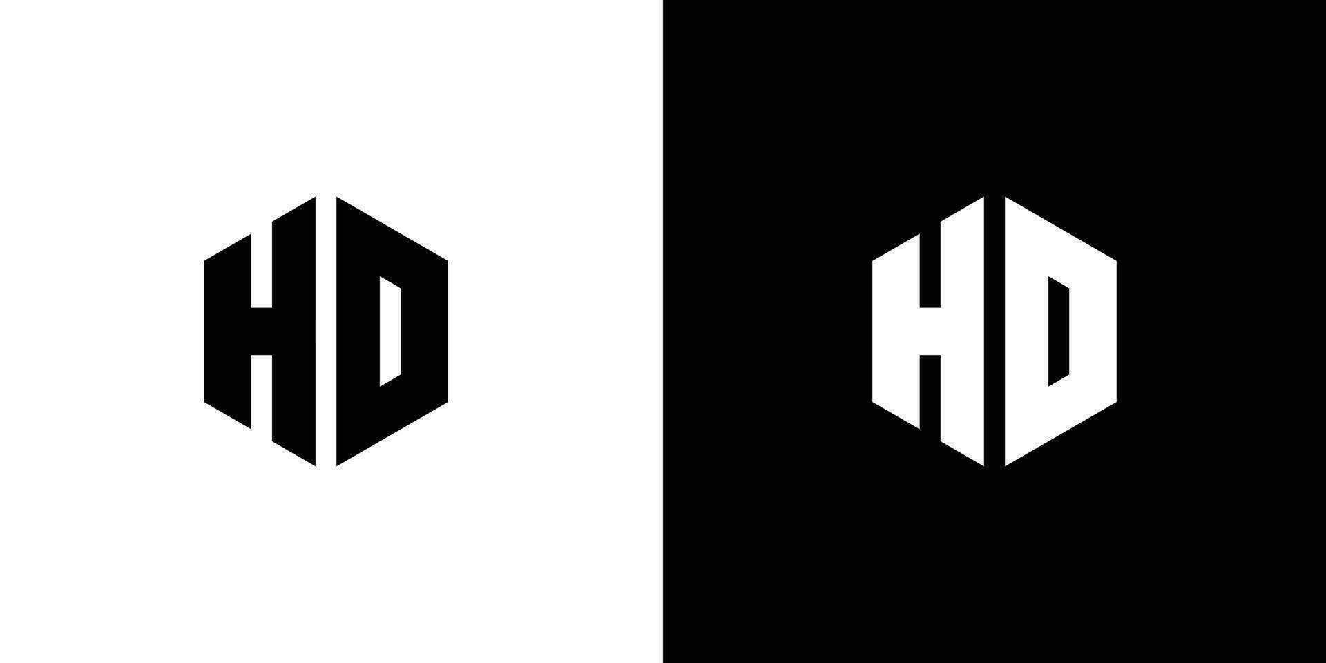 brev h d polygon, hexagonal minimal och professionell logotyp design på svart och vit bakgrund 1 vektor