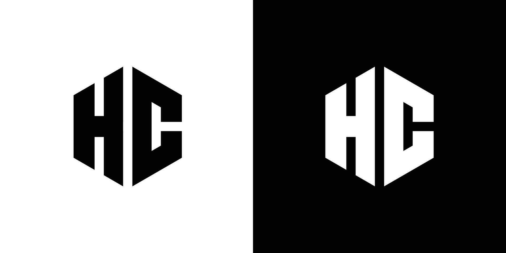 brev h c polygon, hexagonal minimal och professionell logotyp design på svart och vit bakgrund vektor