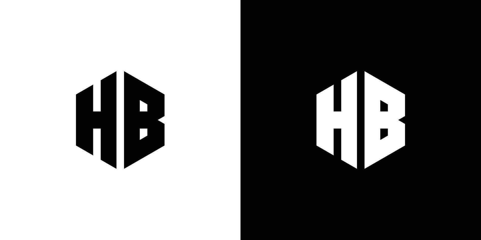 brev h b polygon, hexagonal minimal och professionell logotyp design på svart och vit bakgrund vektor