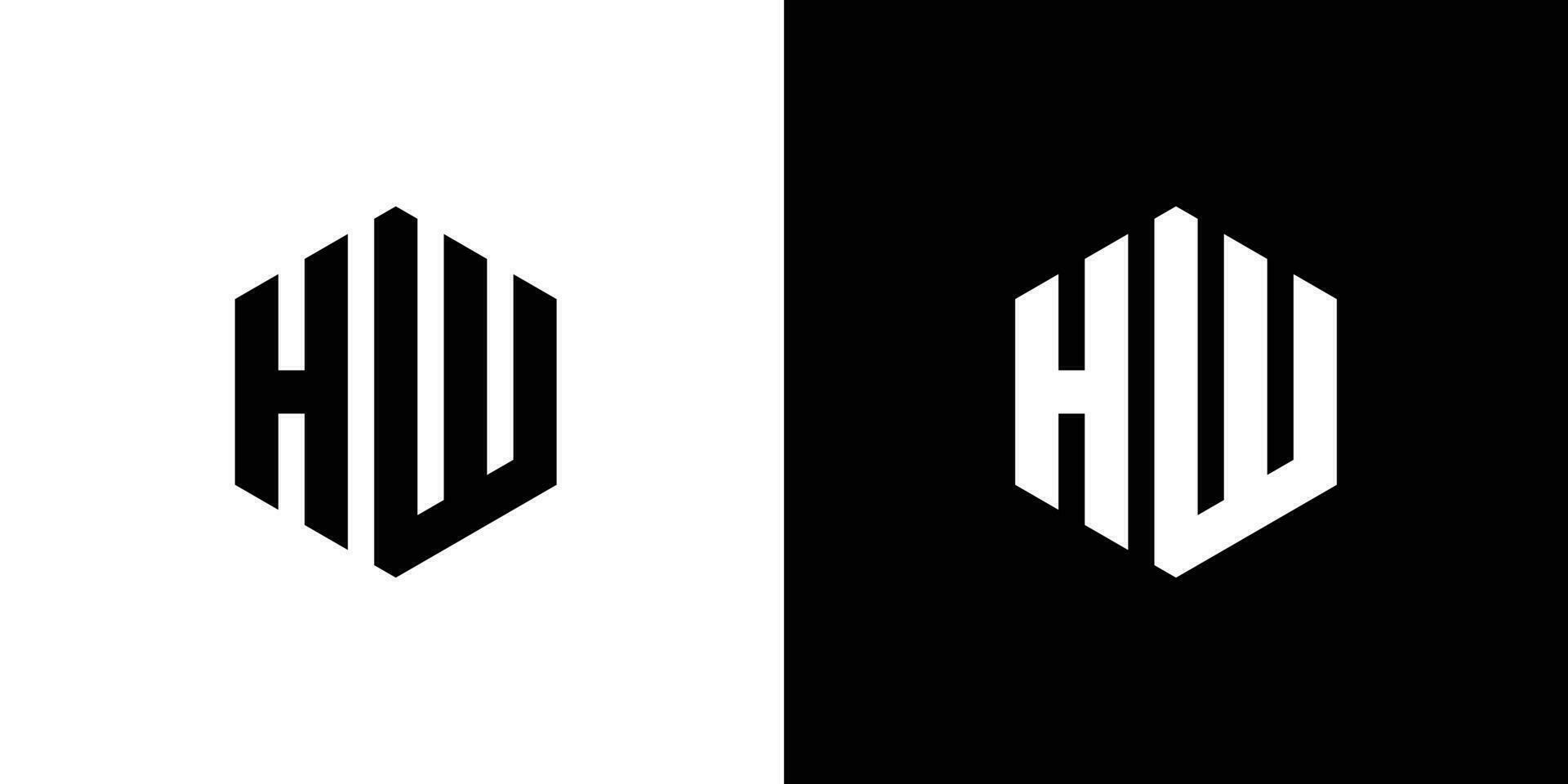 Brief h w Polygon, sechseckig minimal und Fachmann Logo Design auf schwarz und Weiß Hintergrund vektor