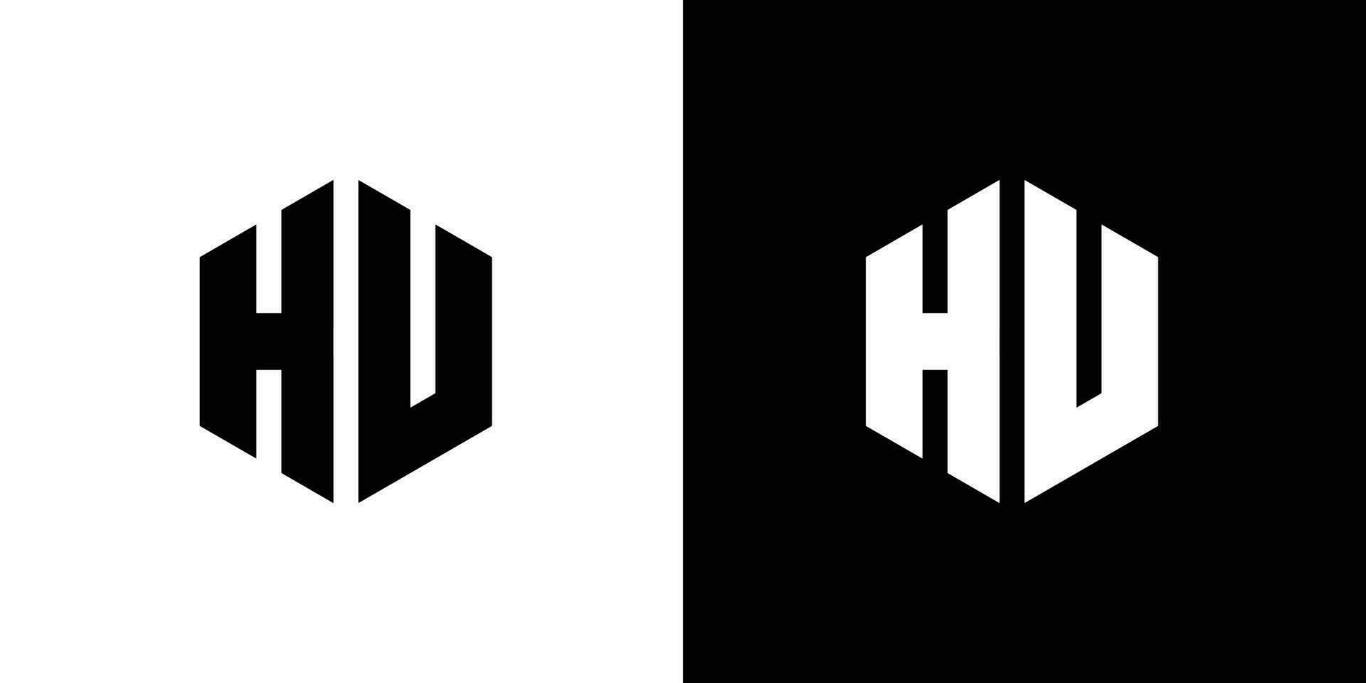 brev h v polygon, hexagonal minimal och professionell logotyp design på svart och vit bakgrund vektor