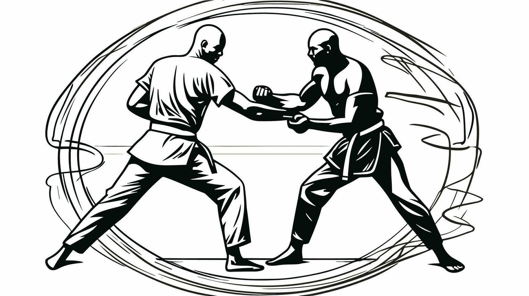 elegant Duell von Judo Kämpfer entdecken unser Banner präsentieren das Kunst und Präzision von japanisch Mitarbeiter Kampf vektor