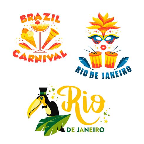 Brasilianischer Karneval. Große Reihe von Vektor-Emblemen vektor