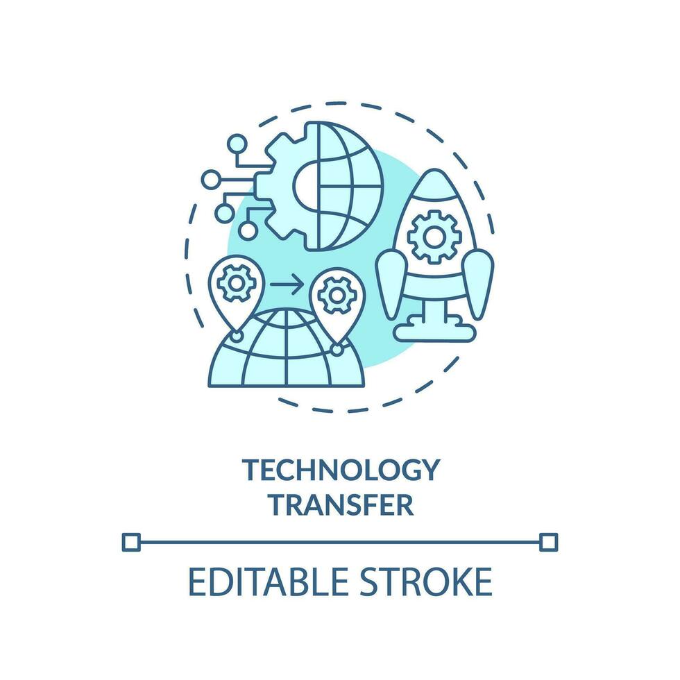 editierbar Technologie Transfer Symbol, isoliert Vektor, fremd Direkte Investition dünn Linie Illustration. vektor