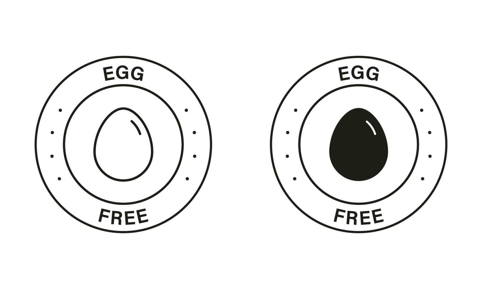 ägg fri svart stämpel uppsättning. Nej kyckling ägg ikoner. Nej ägg, organisk produkt för vegan märka. fri ägg, Nej allergisk logotyp. garanterat säker diet- mat symbol. isolerat vektor illustration.