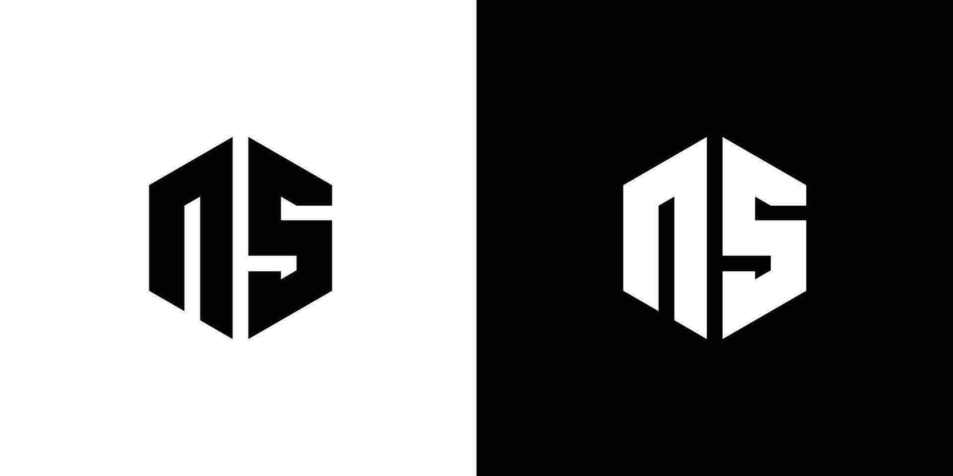 Brief n s Polygon, sechseckig minimal und Fachmann Logo Design auf schwarz und Weiß Hintergrund vektor