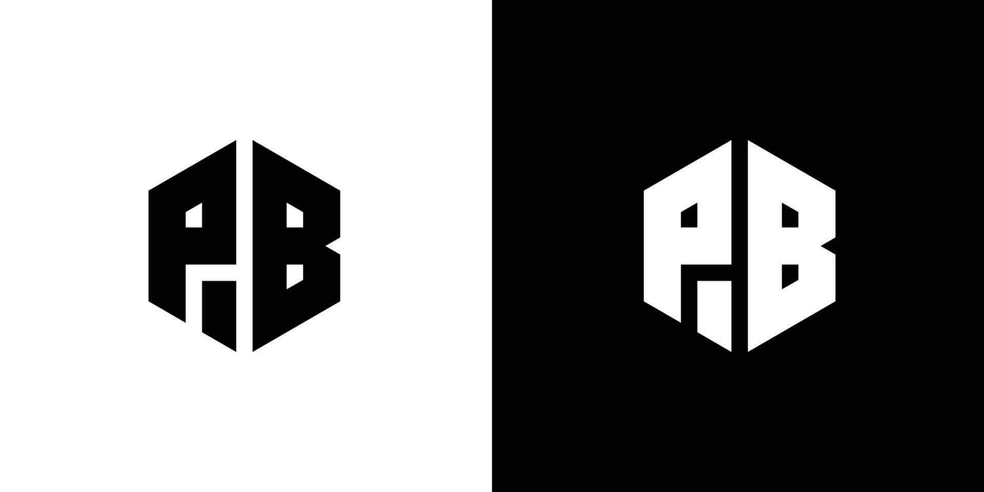 brev p b polygon, hexagonal minimal och professionell logotyp design på svart och vit bakgrund vektor