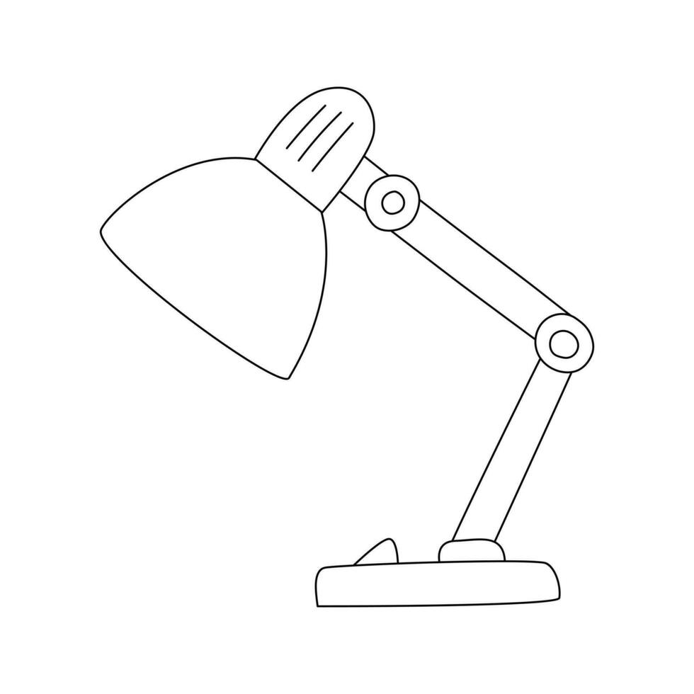 hand dragen tabell lampa. elektrisk belysning apparat. svart och whiye klotter vektor illustration isolerat på en vit bakgrund.