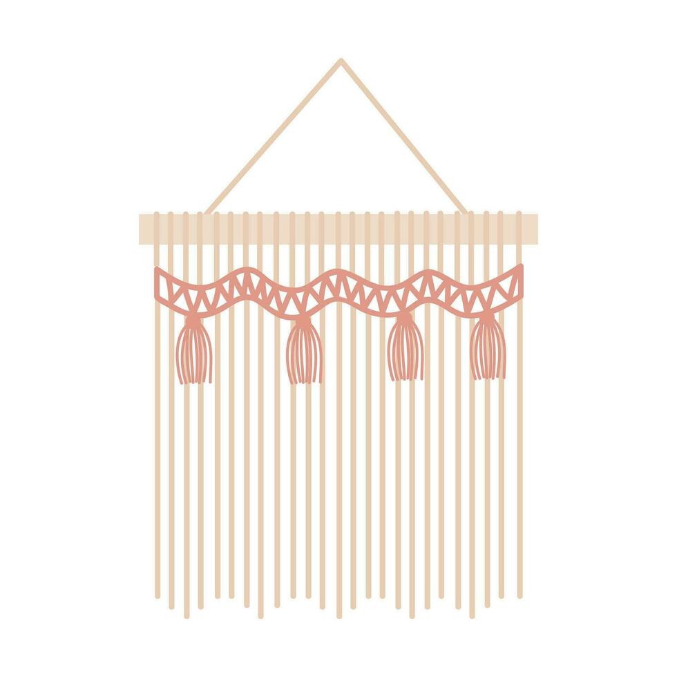 handgjort macrame vägg hängande design illustration. macrame vägg hängningar av elegant handgjort Hem dekoration tillverkad av bomull sladd isolerat i vit vektor