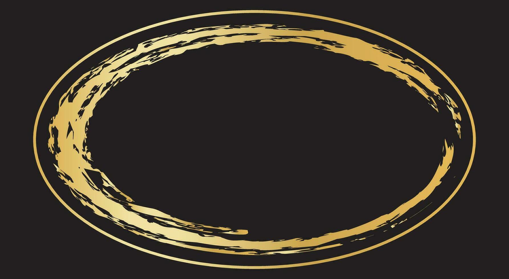 Gold Oval Rahmen auf ein dunkel Hintergrund. Prämie Design Vorlage. Luxus Stil vektor