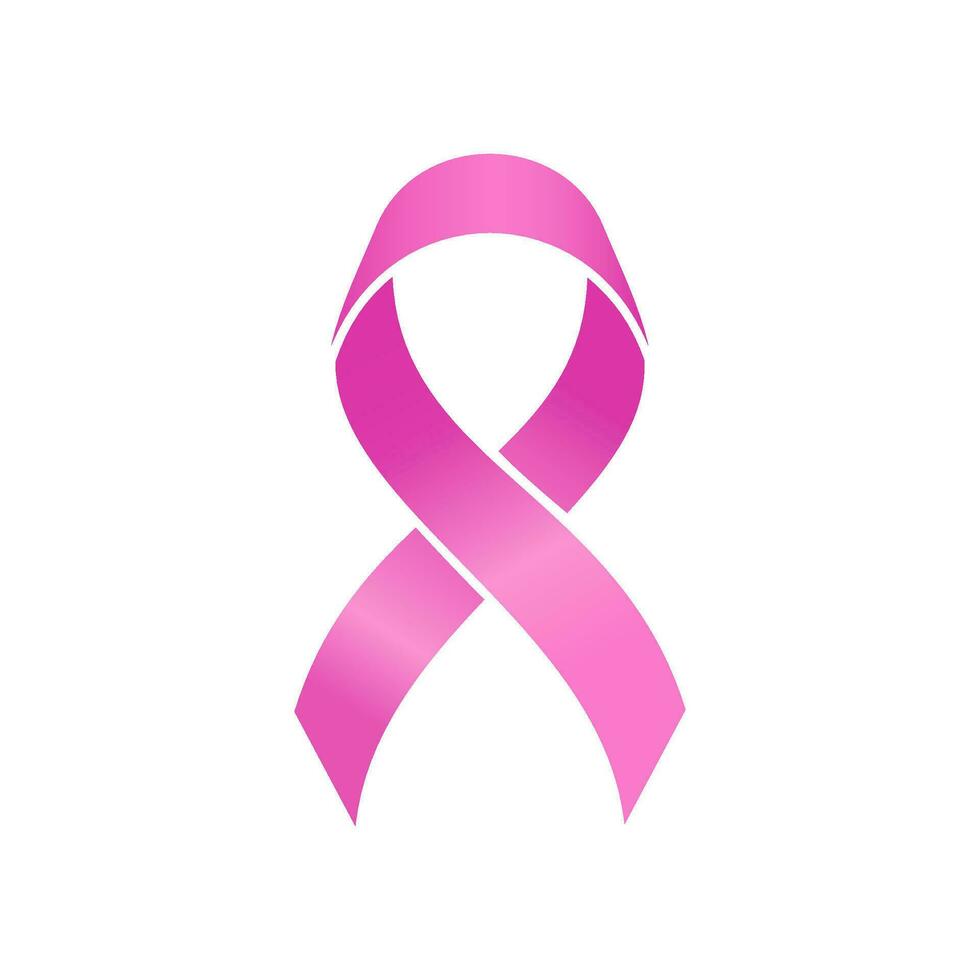 rosa band platt design isolerat rosa bakgrund. bröst cancer medvetenhet bricka vektor illustration