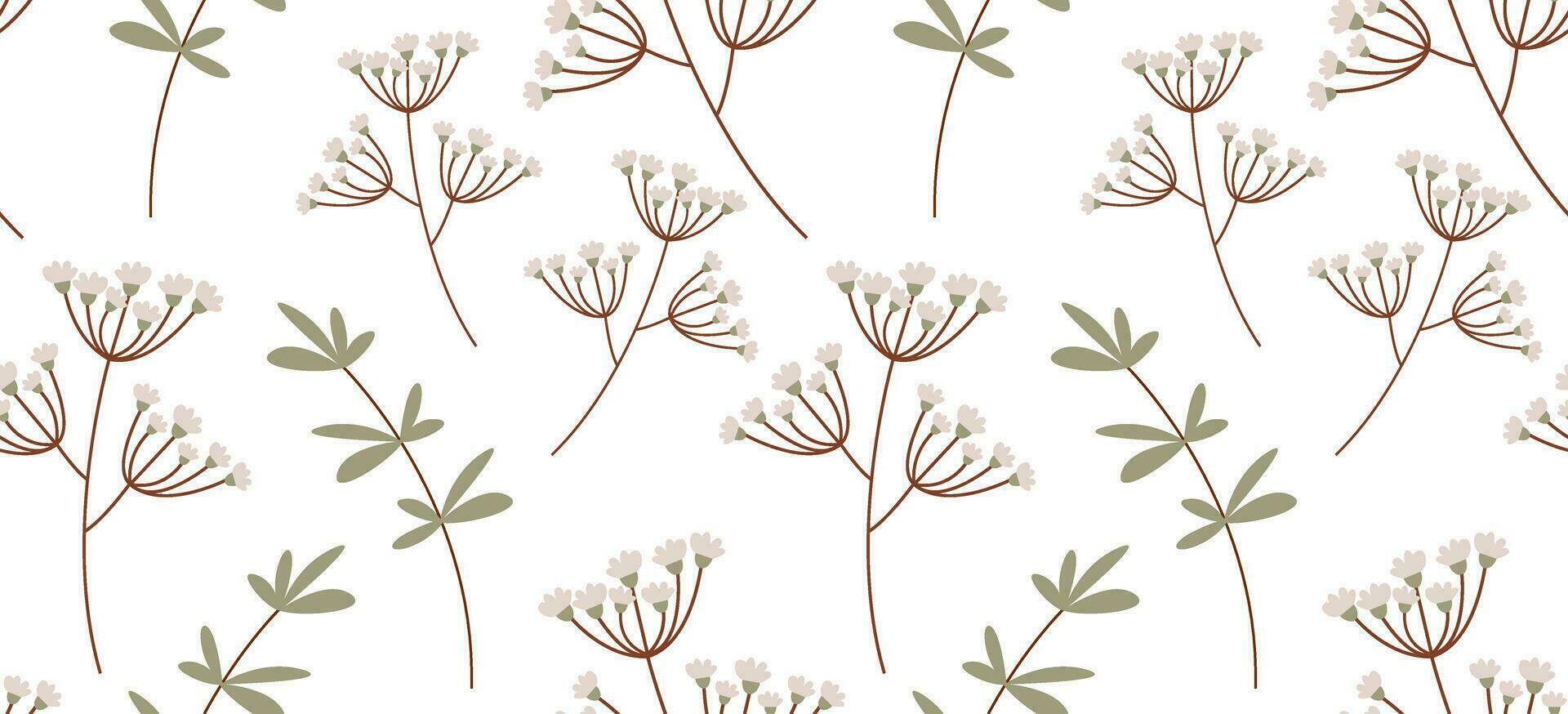 Blumen- nahtlos Hintergrund. Wildblumen im eben Stil. Hintergrund von das Herbarium. zart Pastell- Farben. Hintergrund, Hintergrund, Textilien, Drucken. vektor