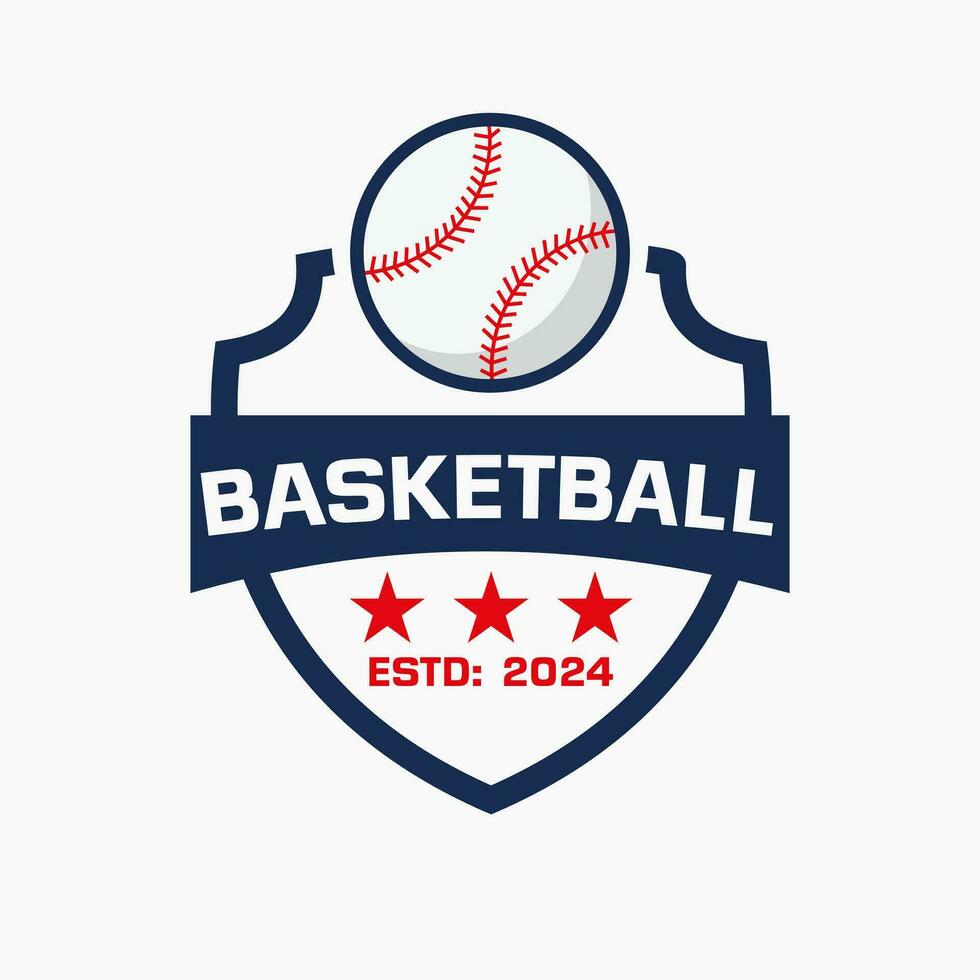 Baseball Ball Logo Konzept mit Schild und Baseball Symbol vektor