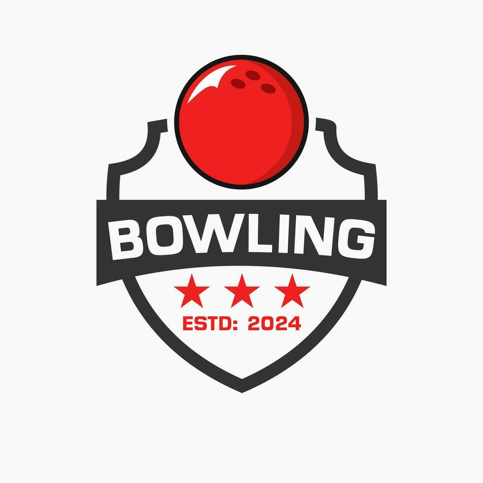 bowling logotyp begrepp med skydda och bowling boll symbol vektor