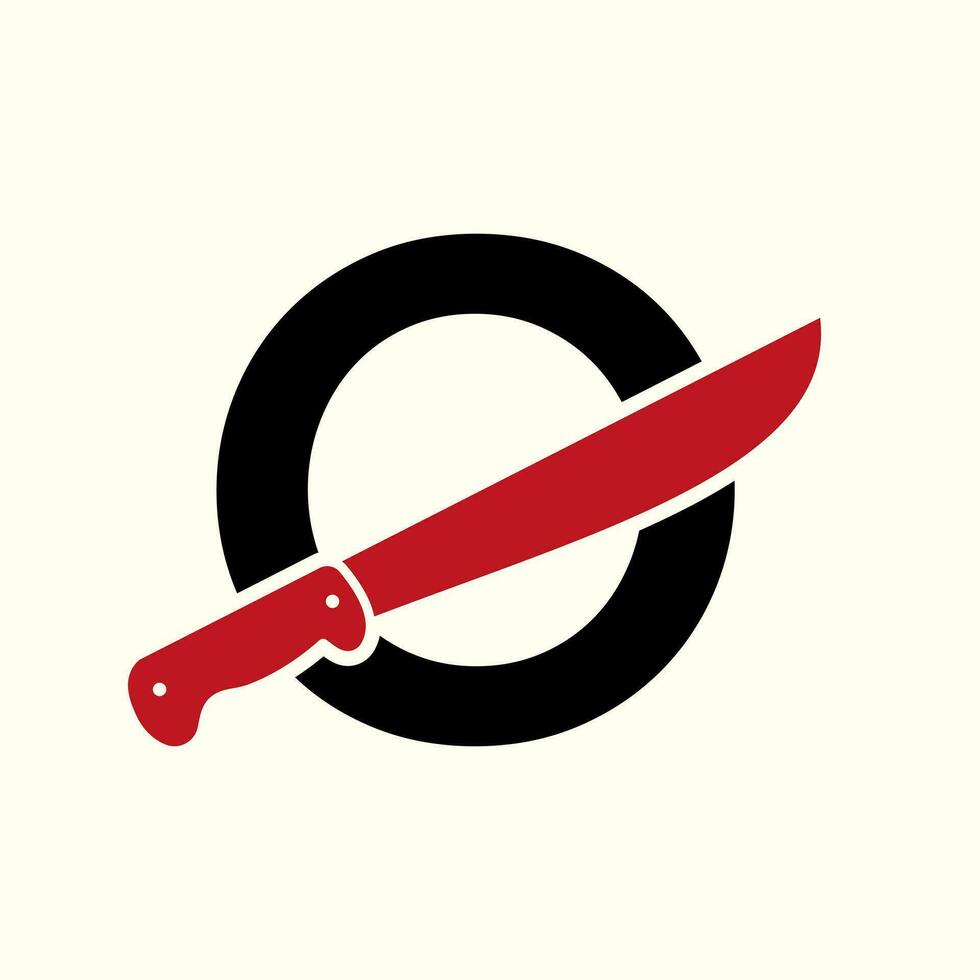 brev o kniv logotyp design vektor mall kniv symbol med alfabet