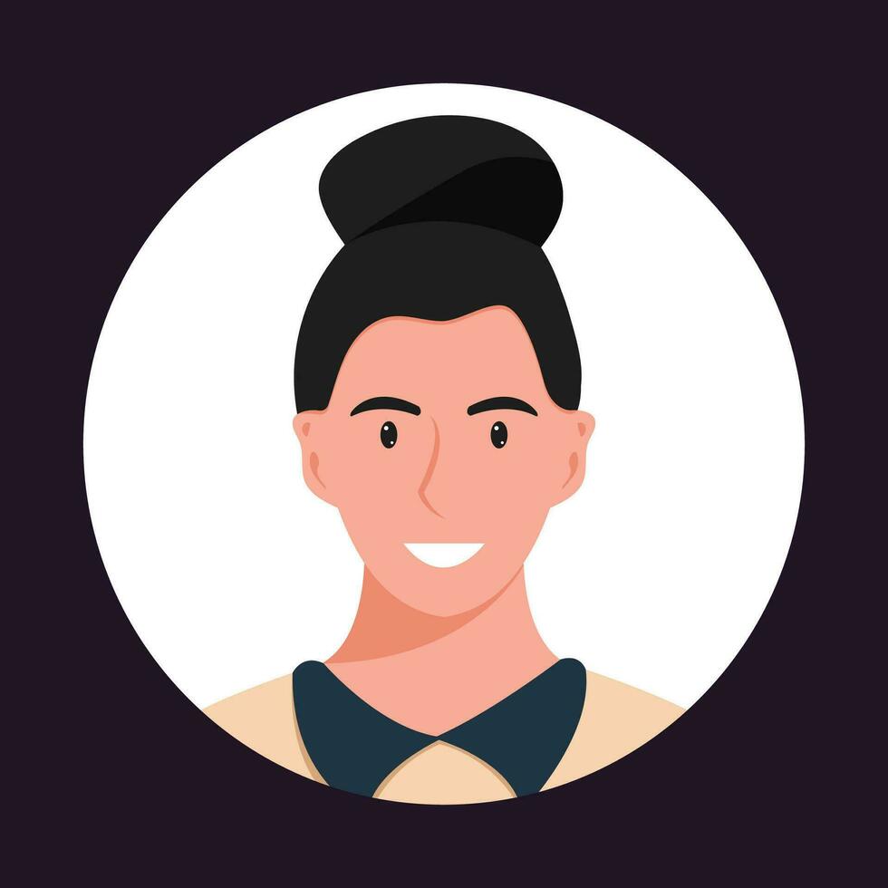 cirkel de avatar med de porträtt kvinnor av olika races och frisyrer. samling av användare profiler. runda ikon med Lycklig leende mänsklig. färgrik platt vektor illustration.