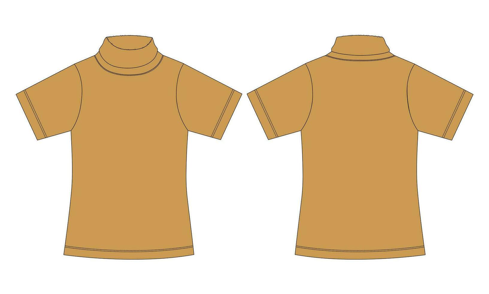 kort ärm t skjorta med stå upp krage teknisk teckning mode platt skiss vektor illustration mall för damer