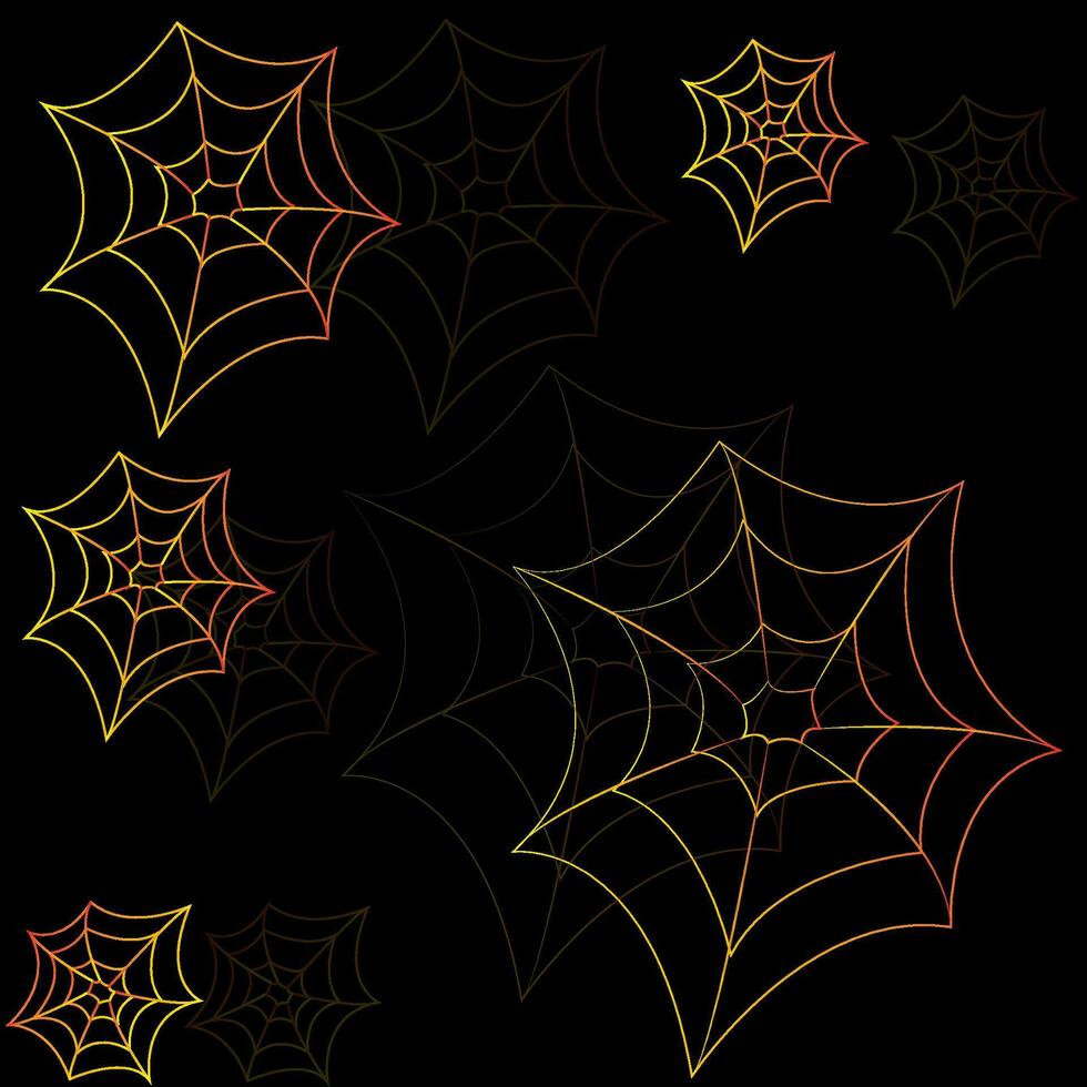 schwarz Hintergrund mit Spinne Netz, Halloween Hintergrund, golden Netz vektor