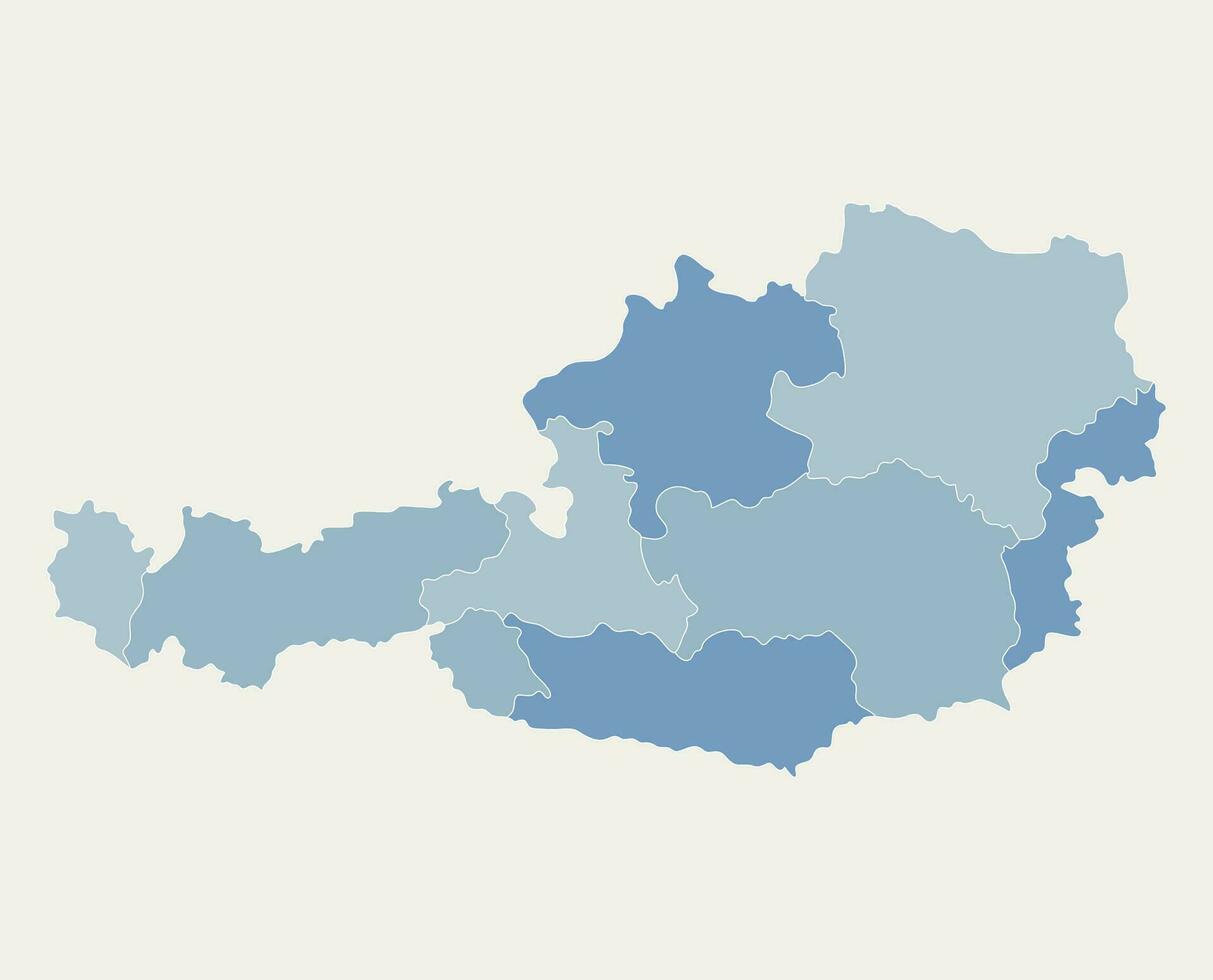 Österreich Karte Region Licht Blau. Österreich Karte mit Blau Farbe. Flagge von Österreich vektor