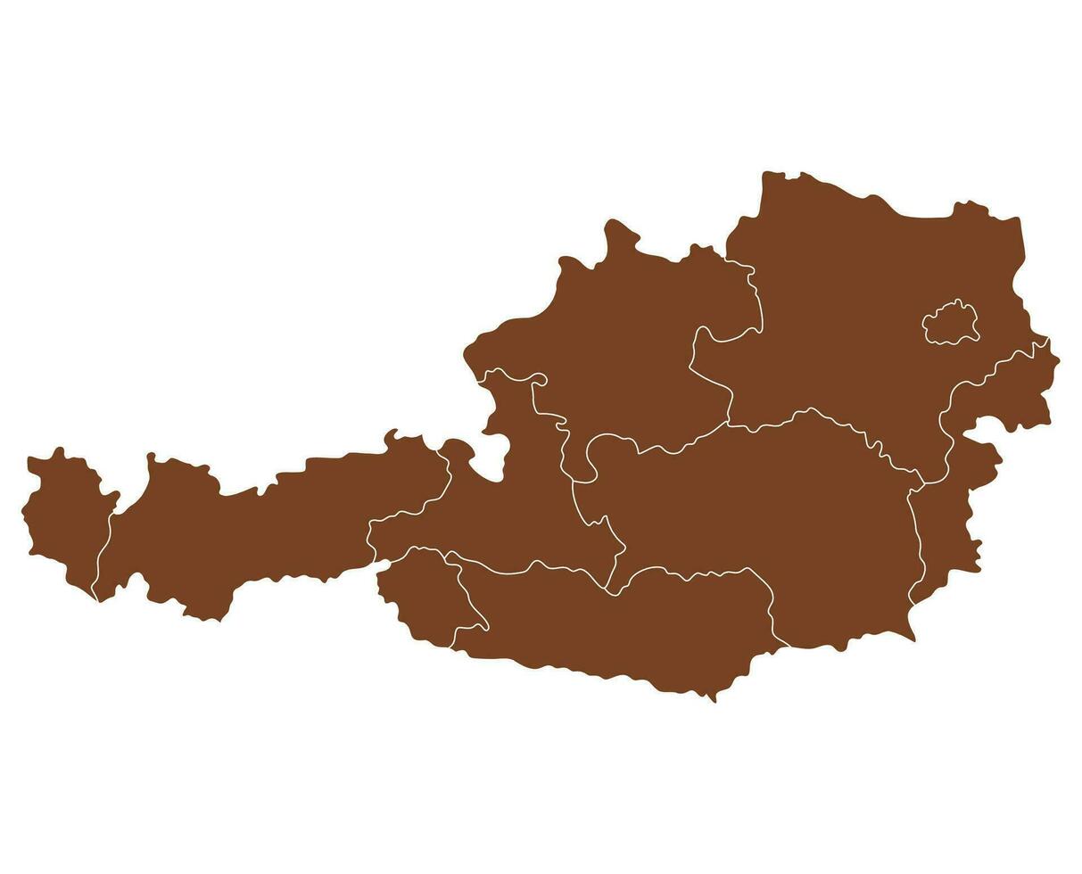 österrike Karta område brun Färg. österrike Karta med brun Färg. flagga av österrike vektor