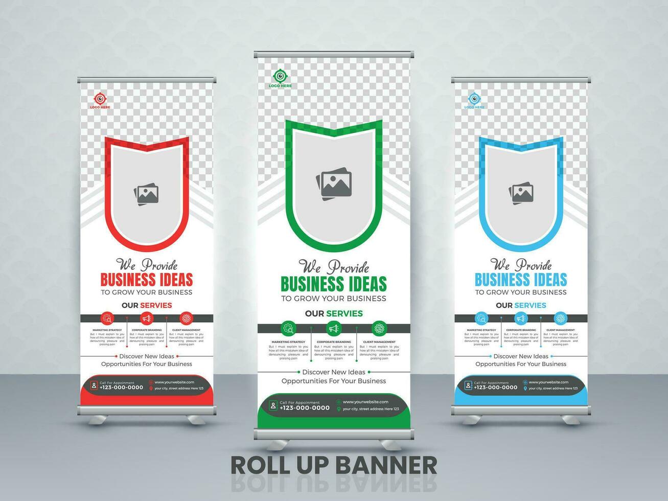 modern rollen oben Geschäft standee Banner Design vektor