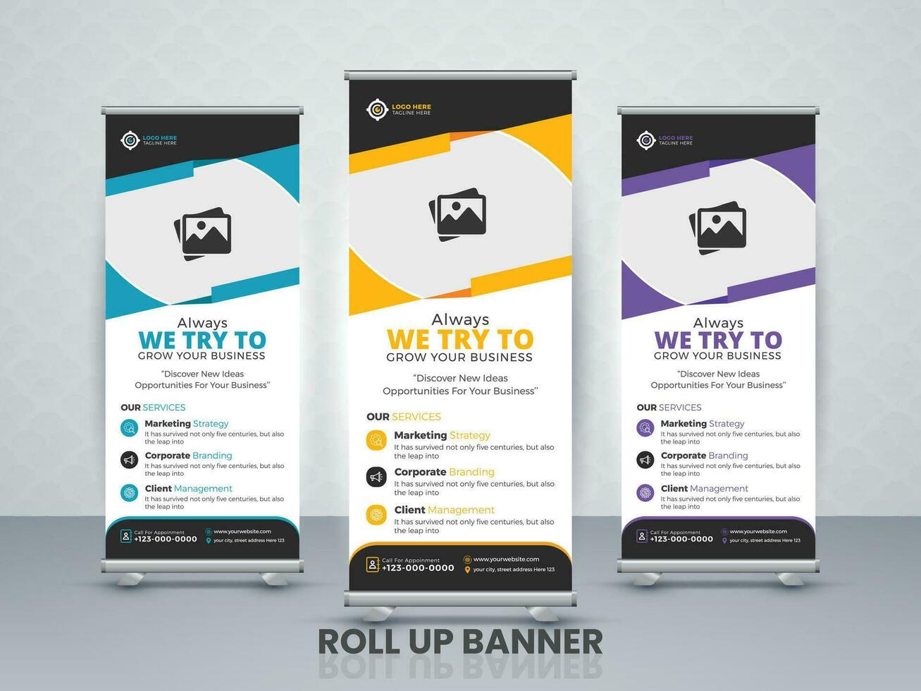 stylisches Roll-Up-Business-Standee-Banner-Design vektor