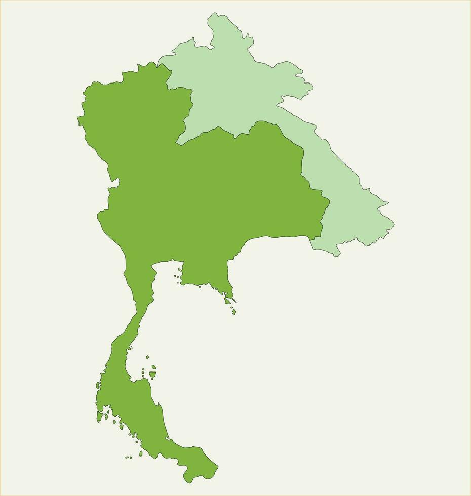 Karta av thailand och laos. Karta av gräns länder av sydöst Asien, thailand och laos. vektor